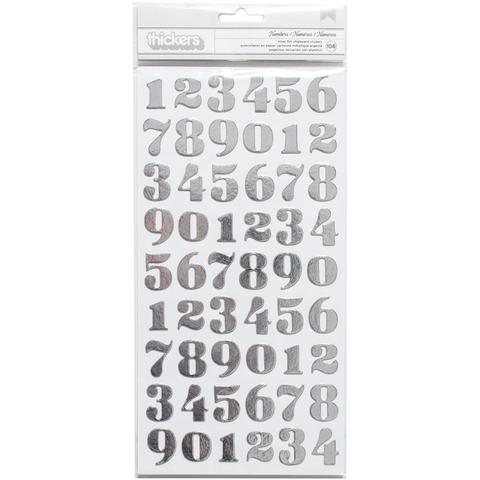 Чипборд с цифрами 15*30см -DIY Shop 3 Thickers Number Stickers-Silver Foiled Chipboard