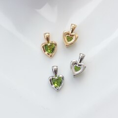 Подвеска Сердце с зелёным фианитом, 12*8 мм, позолота, П305