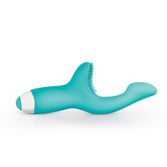 Зеленый вибратор для G-стимуляции с клиторальной щеточкой Yuki G-Spot Vibrator - 19 см. - 