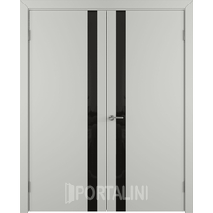 Купить Двустворчатая дверь эмаль VFD Niuta Ett Cotton серая стекло черное