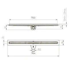 Трап линейный для пола, поворотный сифон MCH CH700SL