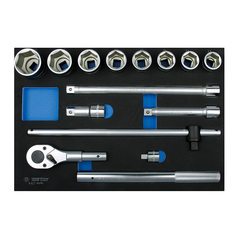 KING TONY (9-6314MRV) Набор торцевых головок 3/4" с принадлежностями, ложемент, 14 предметов