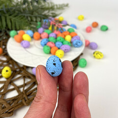 Яйцо разноцветное из пенопласта МИНИ, пасхальный декор, размер 1,5*2 см, набор 50 шт.