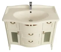 Тумба под раковину Акватон Версаль 100 см напольная, слоновая кость, 1A188001VSZA0 в комплекте с зеркалом