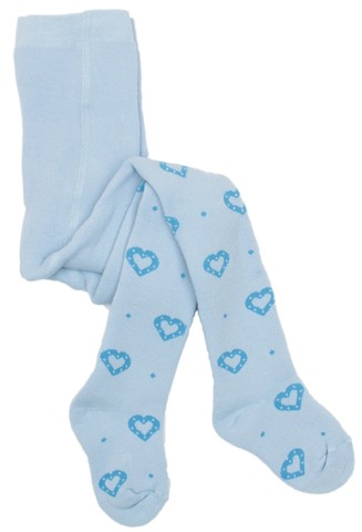 Голубые махровые колготки с сердечками RuSocks