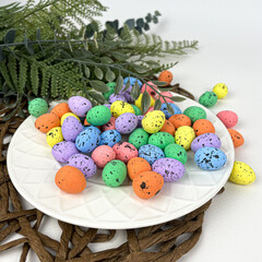 Яйцо разноцветное из пенопласта МИНИ, пасхальный декор, размер 1,5*2 см, набор 50 шт.