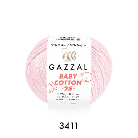 Пряжа Baby Cotton 25,50%хлопок, 50%акрил (цена за уп)