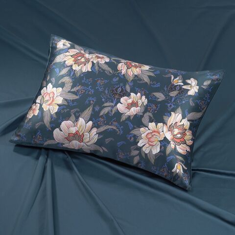 Наволочка 50x70 Mollen Лазоревый цветок темно-бирюзовая хлопковая