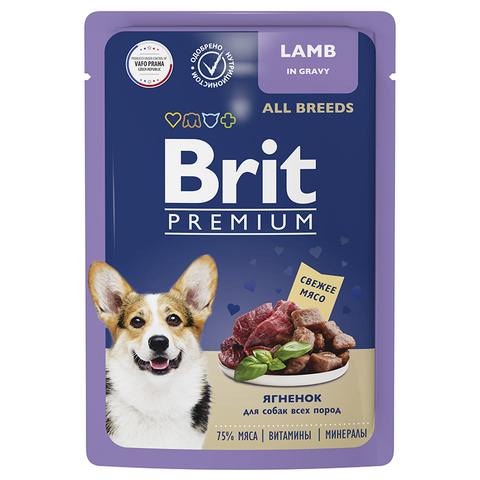 Влажный корм Brit Premium с ягненком в соусе 85г до 06.12.24 для собак всех пород