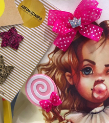 BUBBLE GUM PRINCESS T-shirt with 4 Velcro: Crown, Bow, Lollipop, Heart or Star