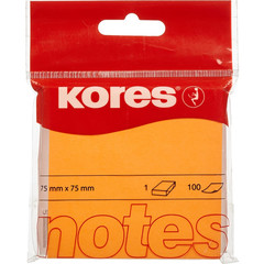 Стикеры Kores 75x75 мм неоновые оранжевые (1 блок, 100 листов)