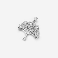 Подвеска с бейлом "Древо жизни", 22мм, фианиты, родирование