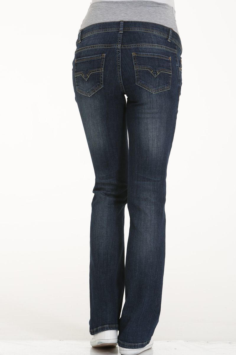 Фото джинсы для беременных GEBE, прямые, широкий бандаж, легкая потертость от магазина СкороМама, синий, размеры.