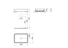 Раковина на столешницу 40x60 ПРЯМОУГОЛЬНАЯ, Creavit LP060
