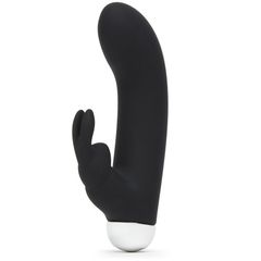 Черный вибратор с клиторальным отростком Greedy Girl Mini Rabbit Vibrator - 14 см. - 