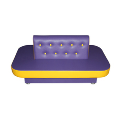 Диван круговой для раздевания «Пуговка» (овальный) фиолетово-желтый