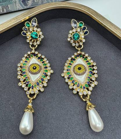 73122- Серьги длинные Schiaparelli с подвесками и жемчуга