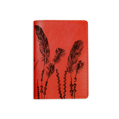 Обложка на паспорт "ПЕРЫШКИ", красная