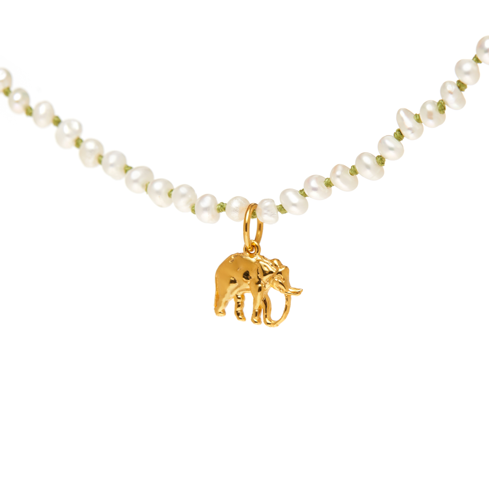 Колье Wizard of Pearls Knotted Elephant Necklace – Olive