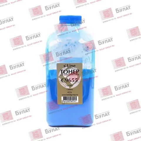 Тонер БУЛАТ s-Line 43837135 (Glossy) для Oki C9655 (Голубой, банка 425 г)