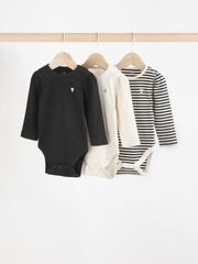 Боди с длинным рукавом для малышей Next N95-272, 3 шт., Черный, Молочный