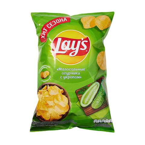 Чипсы Лайс малосольные огурчики с укропом 140г