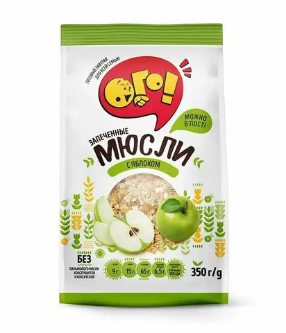 Мюсли Ого! запеченные с яблоком 350г, шт