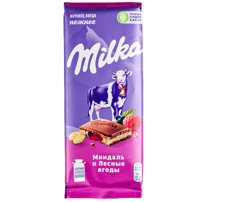 Шоколадная плитка Milka Миндаль и Лесные Ягоды 80гр
