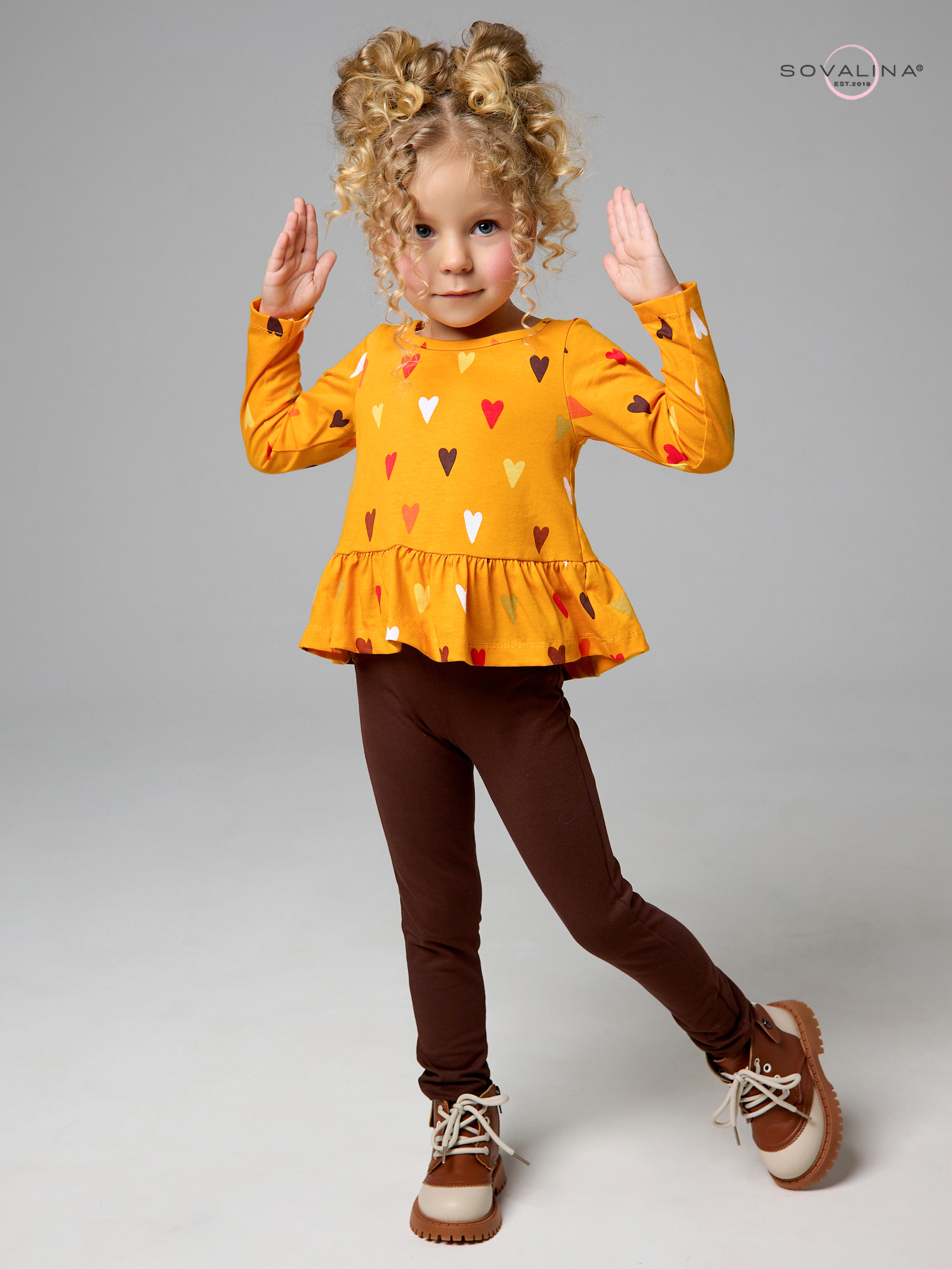 Костюм Алиса SG сердца на горчице-шоколад