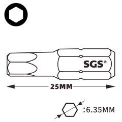 Бита шестигранная HEX 4,0 х25мм S2 1шт SGS 6325-H4.0