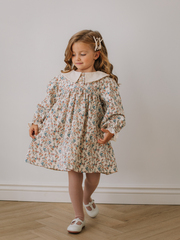 Платье с воротником в цветочек, Молоко