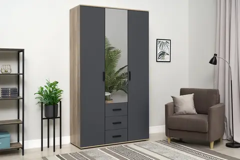 Шкаф 3-х створчатый Вегас ШК-08 дуб каньон / графит