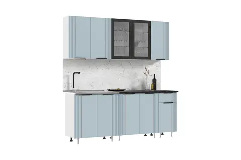 Кухня Виктория 2,0м (490) (Пластер Скай, Белый (Кастилло темный))