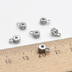 Бейл, цвет серебро (родий), фианиты, размер 7*3,3 мм, цена за 1 шт