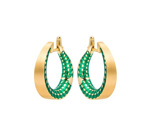 Серьги Конго с зелёной эмалью, E0177-20/7