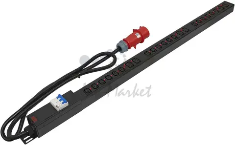 Блок распределения питания Powercom PDU-32AV24-18C3-6C9-3P 18*C13+6*C19, 32A, 1,5U, 3ph (1918812)