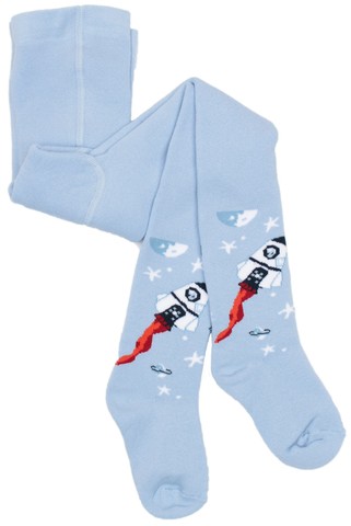 Махровые колготки с ракетой RuSocks, цвет голубой