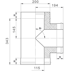 Тройник-сэндвич 90° d115х200мм (430/0,5мм+оцинк) Ferrum в интернет-магазине ЯрТехника