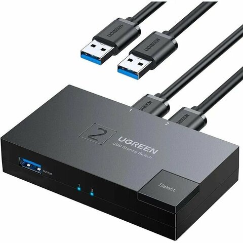 Переключатель USB UGREEN CM618 (15149) USB 3.0 Sharing Switcher 2-в-1 Out, черный
