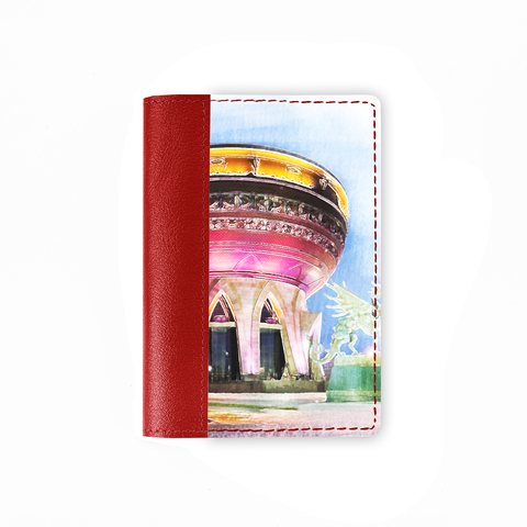 Обложка на паспорт комбинированная "Дворец бракосочетания в Казани", красная