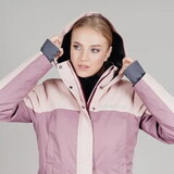 Удлиненный прогулочный зимний костюм Парка Nordski Smoke Rose + Брюки Premium Black женский с лямками
