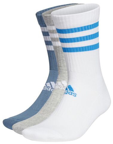 Теннисные носки Adidas 3-Stripes Cushioned Crew Socks 3PP - white/medium grey heather/altered blue