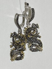 Драконы (серьги из серебра)