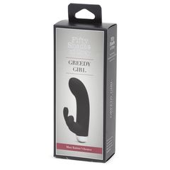 Черный вибратор с клиторальным отростком Greedy Girl Mini Rabbit Vibrator - 14 см. - 