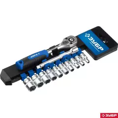 ЗУБР ТМ-12М, 12 предм., (1/4?), набор торцовых, Профессионал (27645-H12)