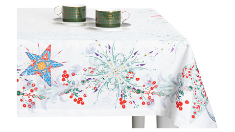 Скатерть 168х250см Mix&Match Home Счастливая звезда белая с принтом