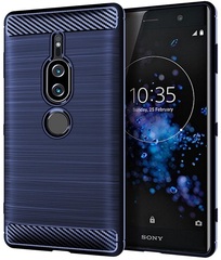 Чехол на Sony Xperia XZ2 Premium цвет Blue (синий), серия Carbon от Caseport