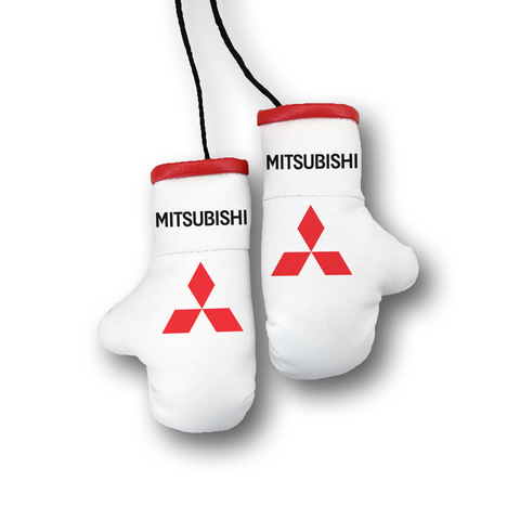 Перчатки боксерские комбинированные "Mitsubishi", белые с красным