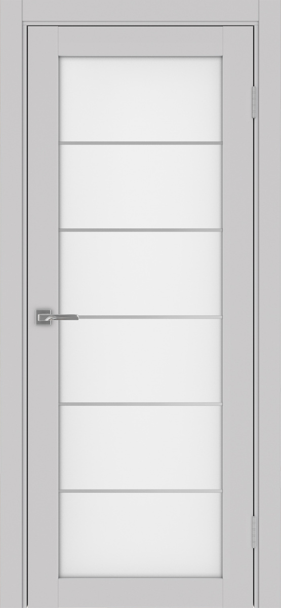 Дверь межкомнатная Оптима Порте Турин 501.2 АСС молдинг SC, цвет пепельный, экошпон, стекло мателюкс