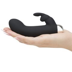 Черный вибратор с клиторальным отростком Greedy Girl Mini Rabbit Vibrator - 14 см. - 